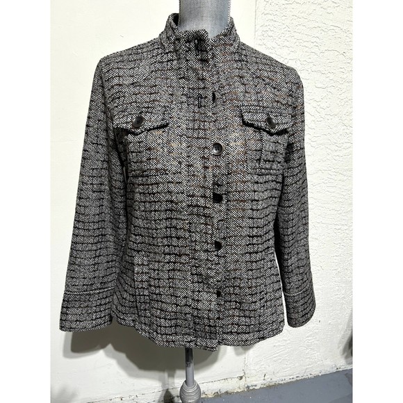 Chico's Jackets & Blazers - Sophisticated Chico's Blazer Jacket Size 1 Black, Brown, and White Tweed